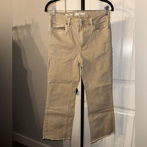 MNG Mango‎ Size 8 Sierra Tan Women's Wide Leg Cropped Jeans